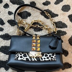 Michael Kors Black and Gold Studded Shoulder Bag